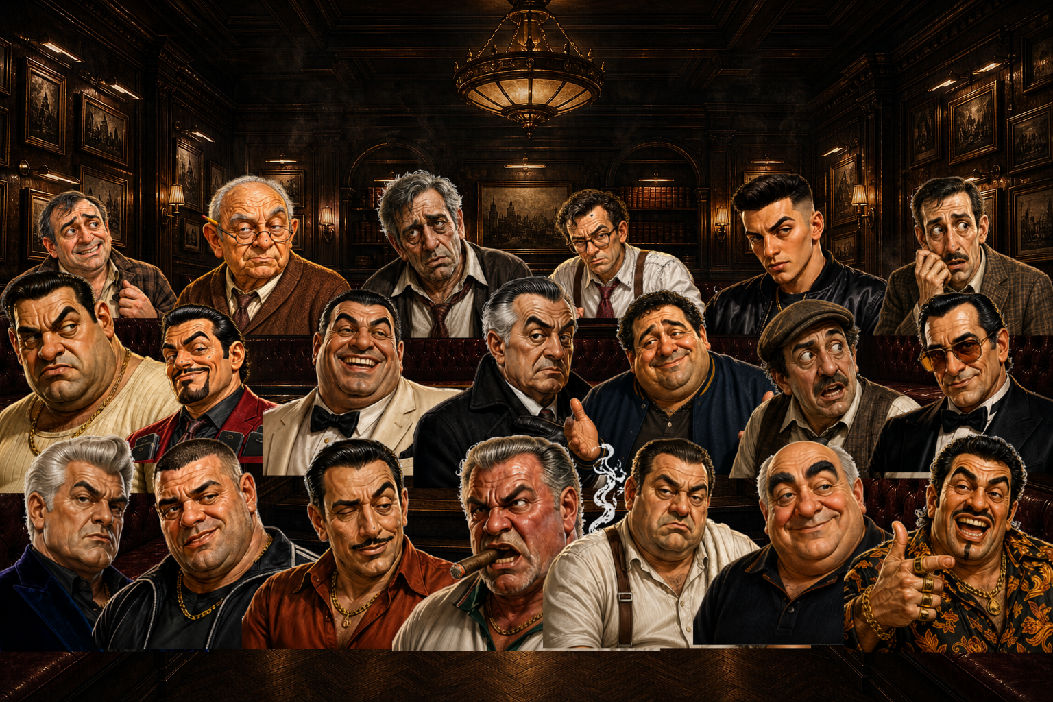 The approved Dick Milkins Family cast in the club room
